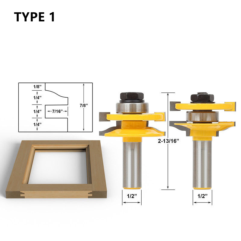 Carbide Wood Milling Cutter អណ្តាត និង Groove Router Bits For Door (2)