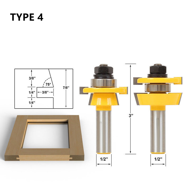 Carbide Hout Frezen Cutter Tongue en Groove Router Bits Foar Door (3)